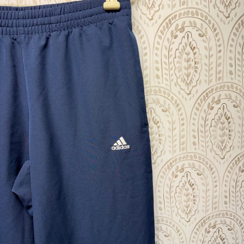 Adidas Track Pants Mens Small Navy Blue Performance Essentials Athletic Zipper